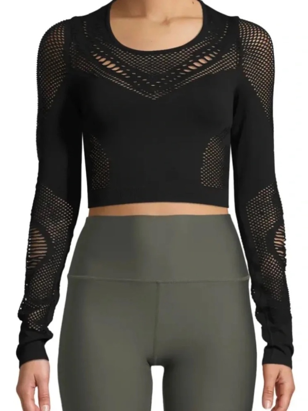NWT Alo Yoga Siren Cropped Top in Black - Size Medium